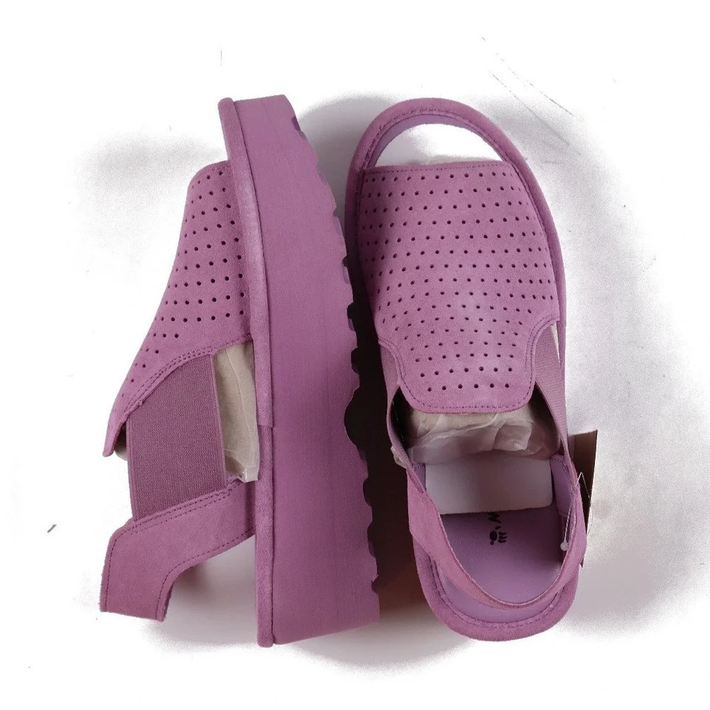 Bearpaw Tatiana Platform Sandals Lavender Mist Solid 8 Suede NWT